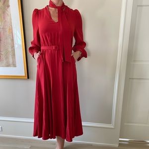 Co. Red crepe belted mini dress